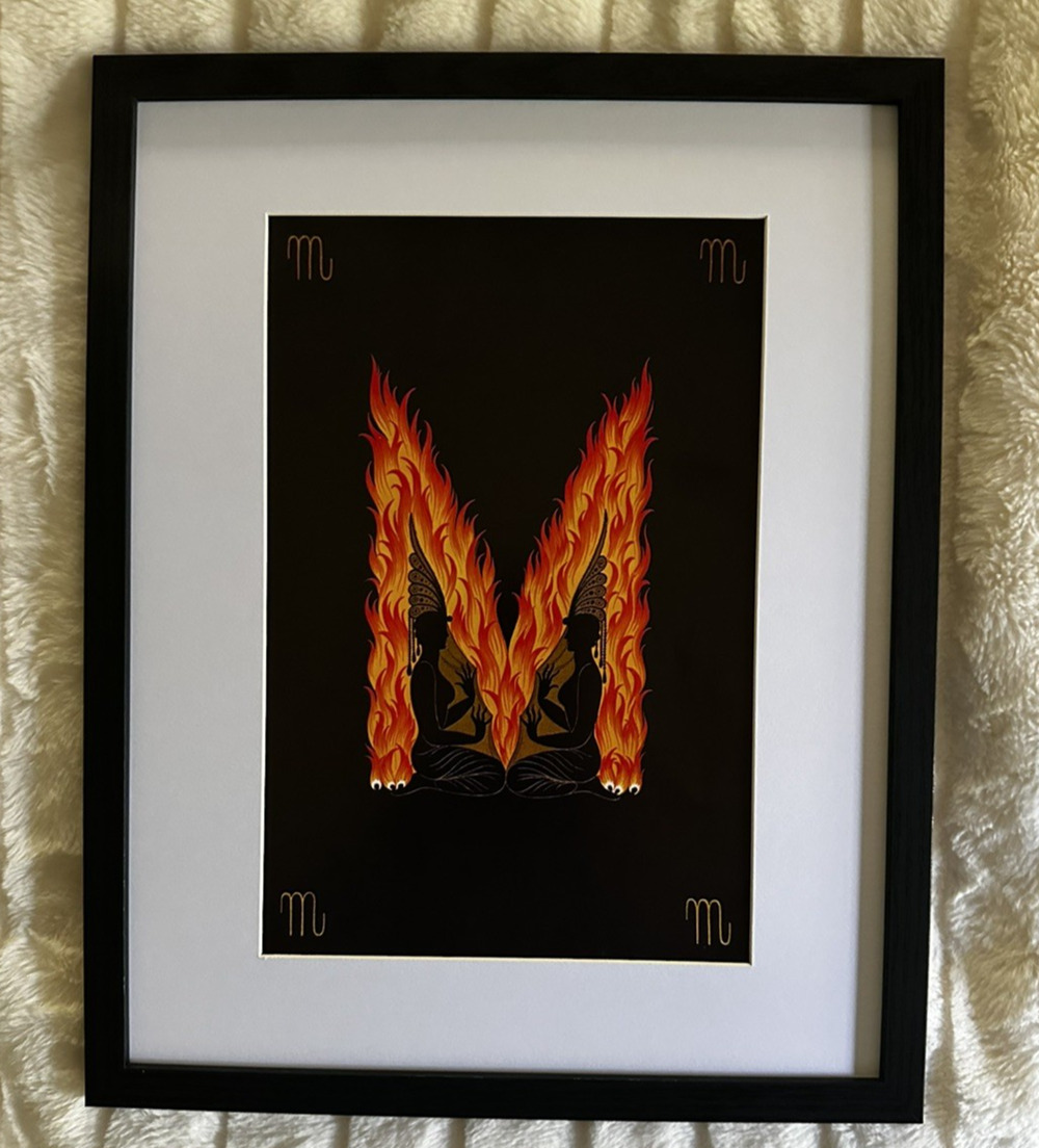 Framed Erte The Alphabet series "M" 11x14